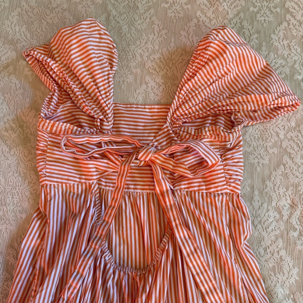 Peter Som X Rent the Runway Angie striped tiered midi tie back dress - Picture 9 of 10
